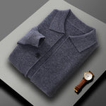 Pure Wool Knitted Cardigan With A Lapel And Buttons