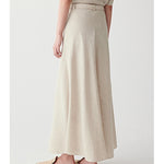 Womens Linen A-line Skirt With Defined Waist