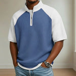 Mens Color-Block Printed Waffle-Weave Casual Top