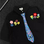 American-style Casual Crayon-graffiti Short-sleeve Shirt
