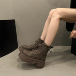 Versatile Vintage Chunky-heel Platform Short Boots