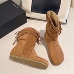 Womens Retro Loose-Fit Western Cowboy Boots