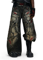Lucky Pattern Embroidered Patchwork Jeans