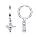 S925 Sterling Silver Clover Drop Huggie Earrings, 0.1ct D-VVS1 Moissanite, Platinum Plated 3.8g Women's Jewelry With GRA Certificate Gift Box