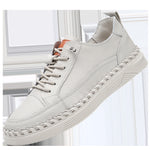 Men's Solid Color Versatile Genuine Leather Casual Sneakers