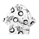Printed Cardigan Loose-fit Mens Jacket Cloak-style Shirt