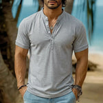 Mens Tie-Dye Button-Down Short-Sleeve Stand-Collar Shirt