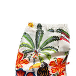 Womens Tropical Palm Leaf And Bird Color-Print Dress