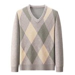 Mens Stylish Casual V-Neck Knitted Sweater