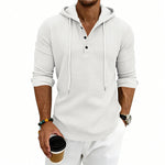 Loose-fit Retro Long-sleeve Henley Casual Sweatshirt