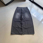 Men's Washed Pattern-Printed Vintage Straight-Leg Denim Jeans