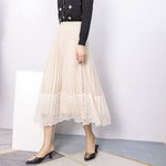 Double-sided Lace-panelled Pleated Skirt