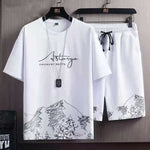 Summer Casual Set Mens Ultra-Thin Quick-Dry Ice Silk Short-Sleeve