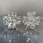 S925 Sterling Silver Heart Clover Stud Earrings, 4x4mm D-VVS1 Moissanite, Platinum Plated 2.5g Women's Jewelry Gift Box