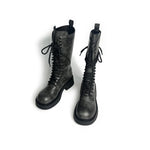 Super Cool Big-head Boots Womens Mid-calf Boots New Style Chunky Heel Height-increasing