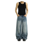 Street-style Vintage Washed Blue Jeans American Style