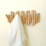 Solid Wood Punch-free Seamless Entrance Door Rear Wall Strong Glue Folding Clothes Rack Creative Row Hook