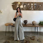 Womens Jumpsuit Overalls Wide-Leg Casual Pants Loose-Fit Straight-Leg Bib Trousers