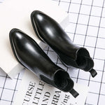 High-top Leather Shoes Men's Pointed Chelsea Booties