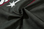 Men's Embroidered Letter Motorcycle Suit Leather Jacket