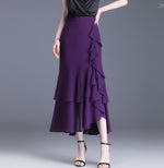 Womens Irregular Ruffled Chiffon Skirt