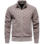 Men's Knitted Shirt With Stand Collar Zippered Cardigan Sweater