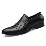 Mens Formal Business Leather Shoes Pointed Toe Slip-on Style