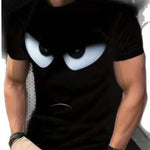 Mens Fashionable Black-eye Short-sleeve Crew-neck T-shirt