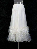 High Waist Pleated Ruffle Hem Midi Skirt