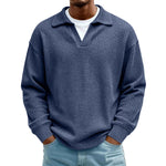 Waffle-Paneled Polo Shirt Mens Lapel Knitwear