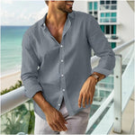 Mens Long-sleeve Lapel-button Shirt