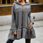 Autumn-style Hoodie With Wooden Earflaps Slanted Hem And A Hat