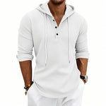 Loose-fit Retro Long-sleeve Henley Casual Sweatshirt