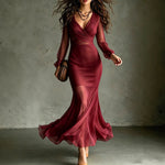 Cross-wrap Waist-cinching Chiffon Maxi Dress