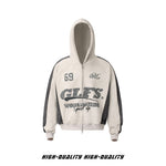 American-style Suede-Brushed Zip-Up Jacket Sweatshirt Short-Style Hooded Top For Couples