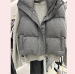 Stand-collar Sleeveless Womens Outerwear Vest Casual Waistcoat