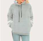 Womens Relaxed-fit Fur-panelled Long-sleeve Ribbed Hoodie With Drawstring Details