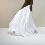 Ruffled Forest Girl Style Traditional Chinese Inspired Cotton Linen A Line Maxi Skirt