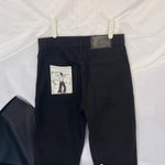Street-style Printed Straight-leg Washed Denim Jeans