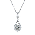 S925 Sterling Silver Teardrop Halo Necklace, 1ct D-VVS1 Moissanite & Lab-Grown Gems, Platinum Plated 1.7g With GRA Certificate Gift Box