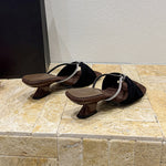 Women's Satin Rhinestone Sandals, 2026 Summer Sexy Leopard Print Ultra High Heels, Outdoor Wear Slide Slippers