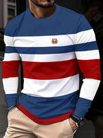 Men's Casual Crew-Neck Printed Long-Sleeve T-Shirt