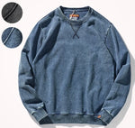 American Round Neck Hoodie Men's Heavy Water Washed Long Sleeved Top