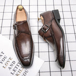 Spring And Autumn Fashion Square Buckle Low-cut Dress Leather Shoes