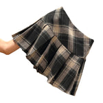 Coffee-Colored Plaid Sexy Street-Style High-Waisted Slimming Pleated Skirt