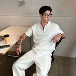 Mens Seasonal Lapel Knitted Short-Sleeve T-Shirt