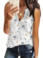 Summer Casual Floral Sleeveless Tank Printed Womens Top