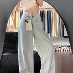 Light-colored Patchwork Bootcut Denim Jeans