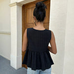 Womens Bow-Detailed Sleeveless Tank Top With A Defined Waist