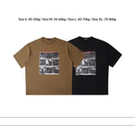 Personalized Nine-Grid Print Short-Sleeve T-Shirt Mens Loose-Fit Casual Crew-Neck Top
